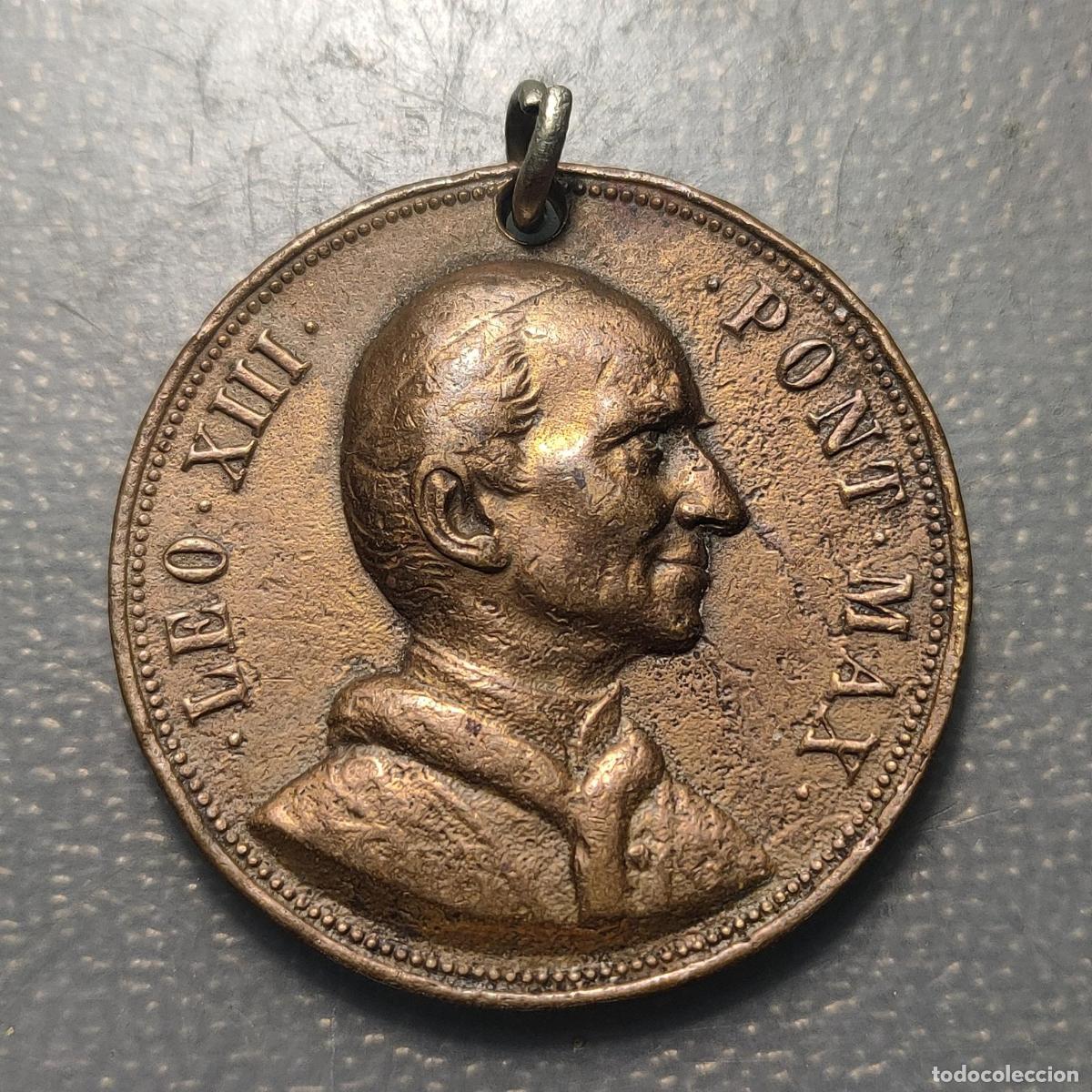 Antig&uuml;edades: MEDALLA RELIGIOSA STUTTGART ALEMANIA 1887 LEON XIII JUBILEO SACERDOCIO DEL PAPA