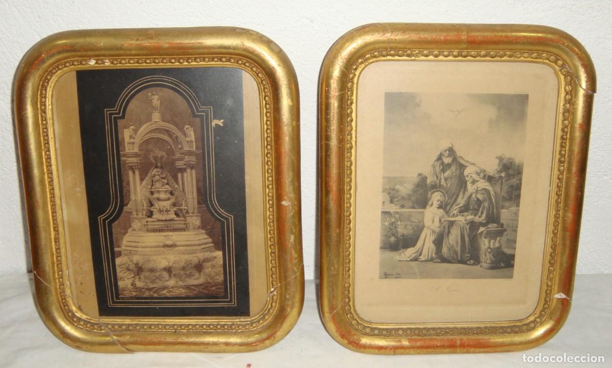 Oggetti Antichi: Pareja de marcos de madera dorada &middot; Moldura de esquinas redondeadas &middot; ca. 1870&ndash;1890