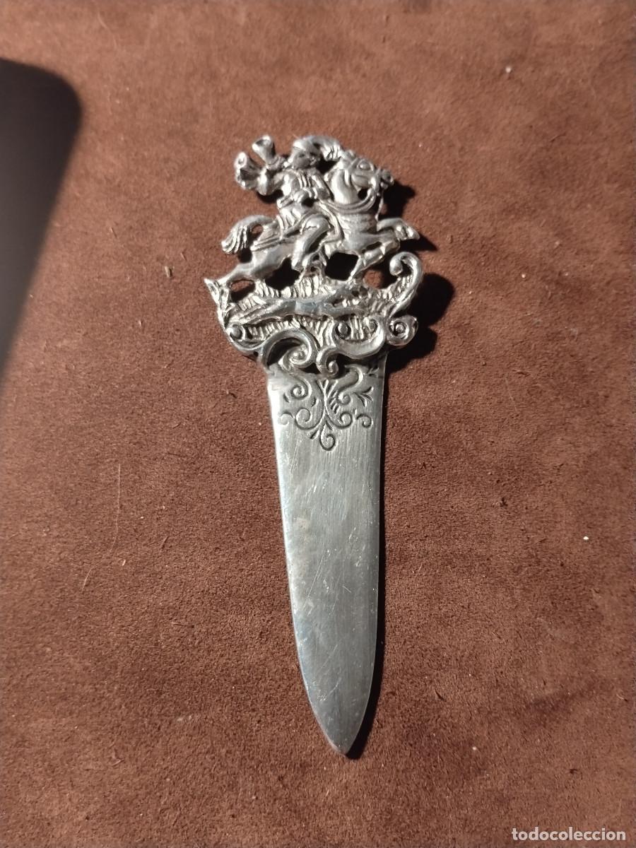Antig&uuml;edades: Abrecartas Antiguo Plata de Ley 925 Caballero Medieval a Caballo 43,87 g