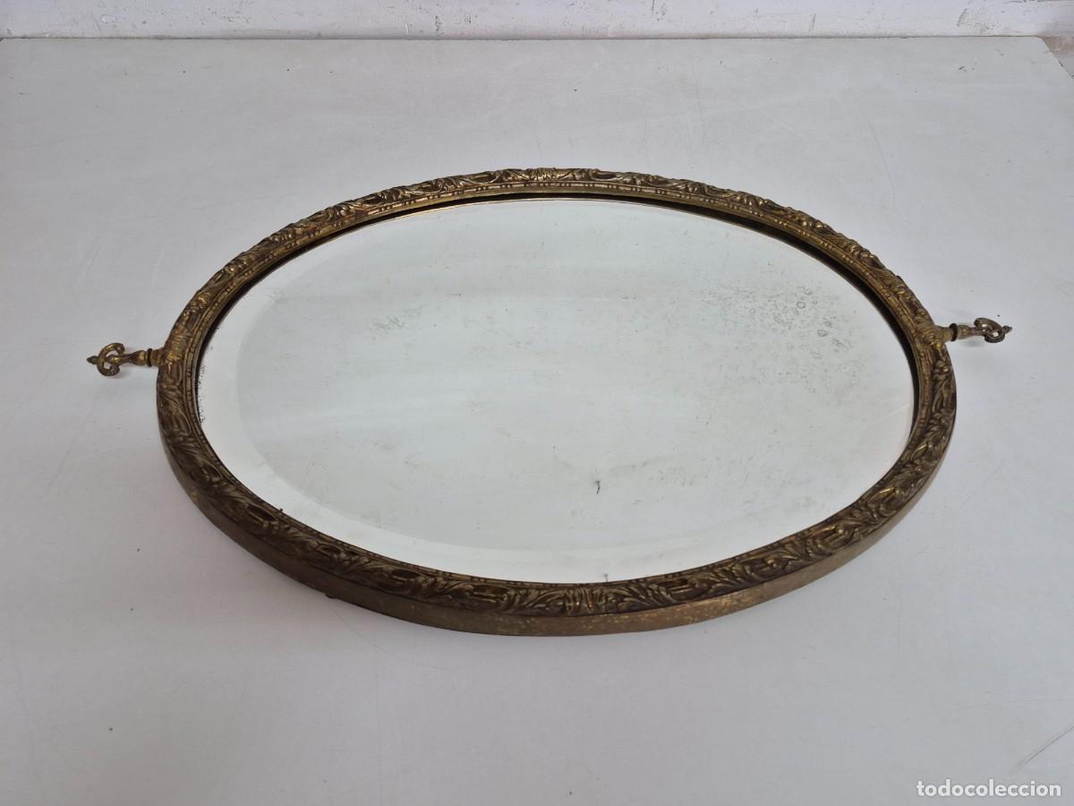 Antig&uuml;edades: Espejo Ovalado, Biselado - Bronce Cincelado - Foto 2