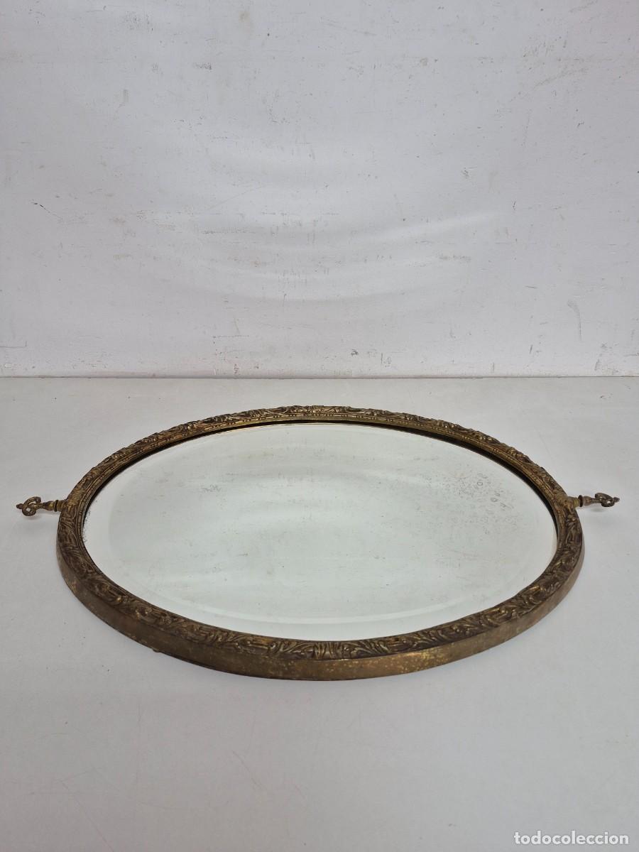 Antig&uuml;edades: Espejo Ovalado, Biselado - Bronce Cincelado - Foto 3