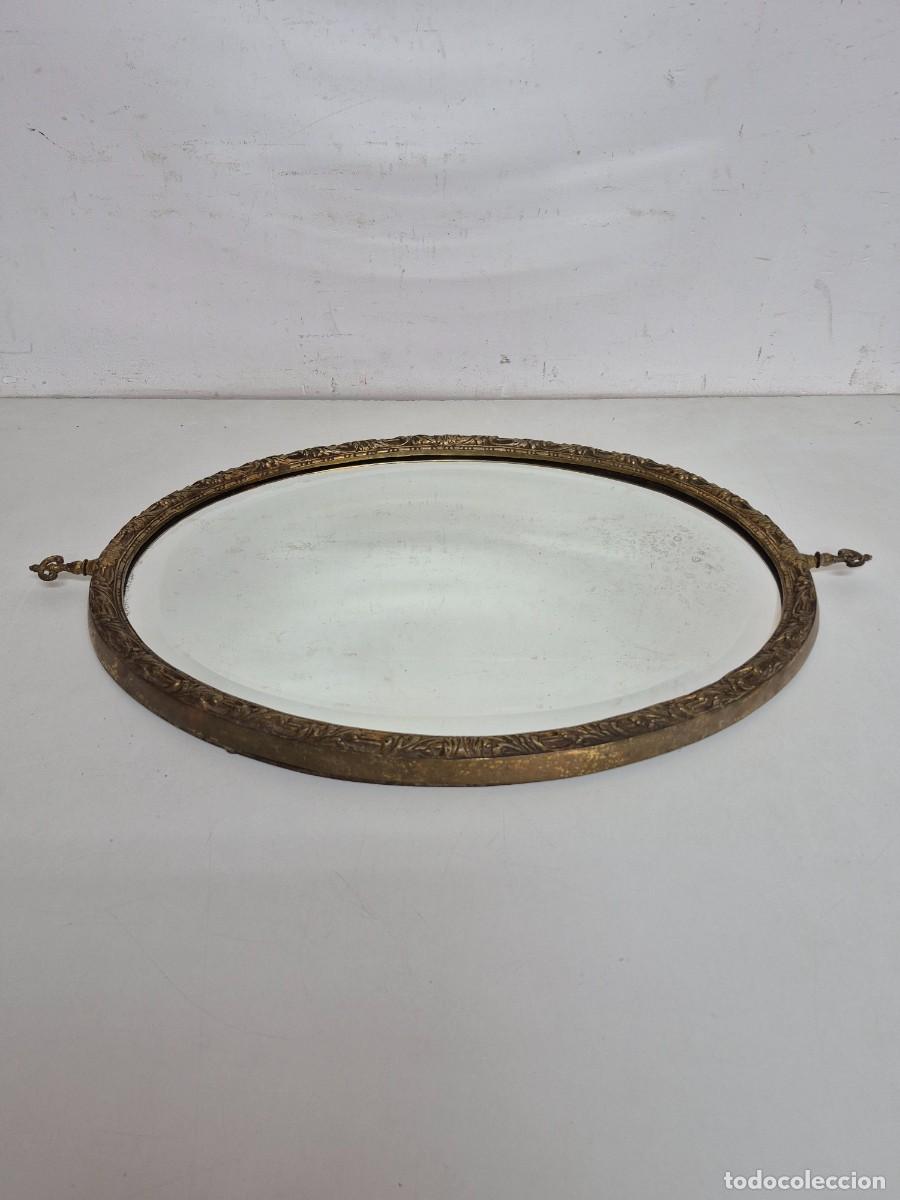 Antig&uuml;edades: Espejo Ovalado, Biselado - Bronce Cincelado - Foto 4