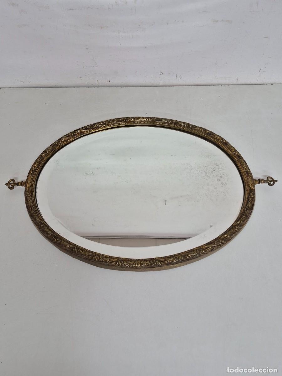 Antig&uuml;edades: Espejo Ovalado, Biselado - Bronce Cincelado - Foto 5