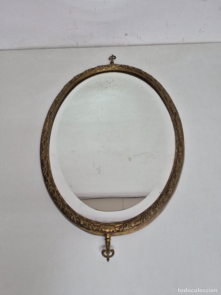 Antig&uuml;edades: Espejo Ovalado, Biselado - Bronce Cincelado - Foto 6