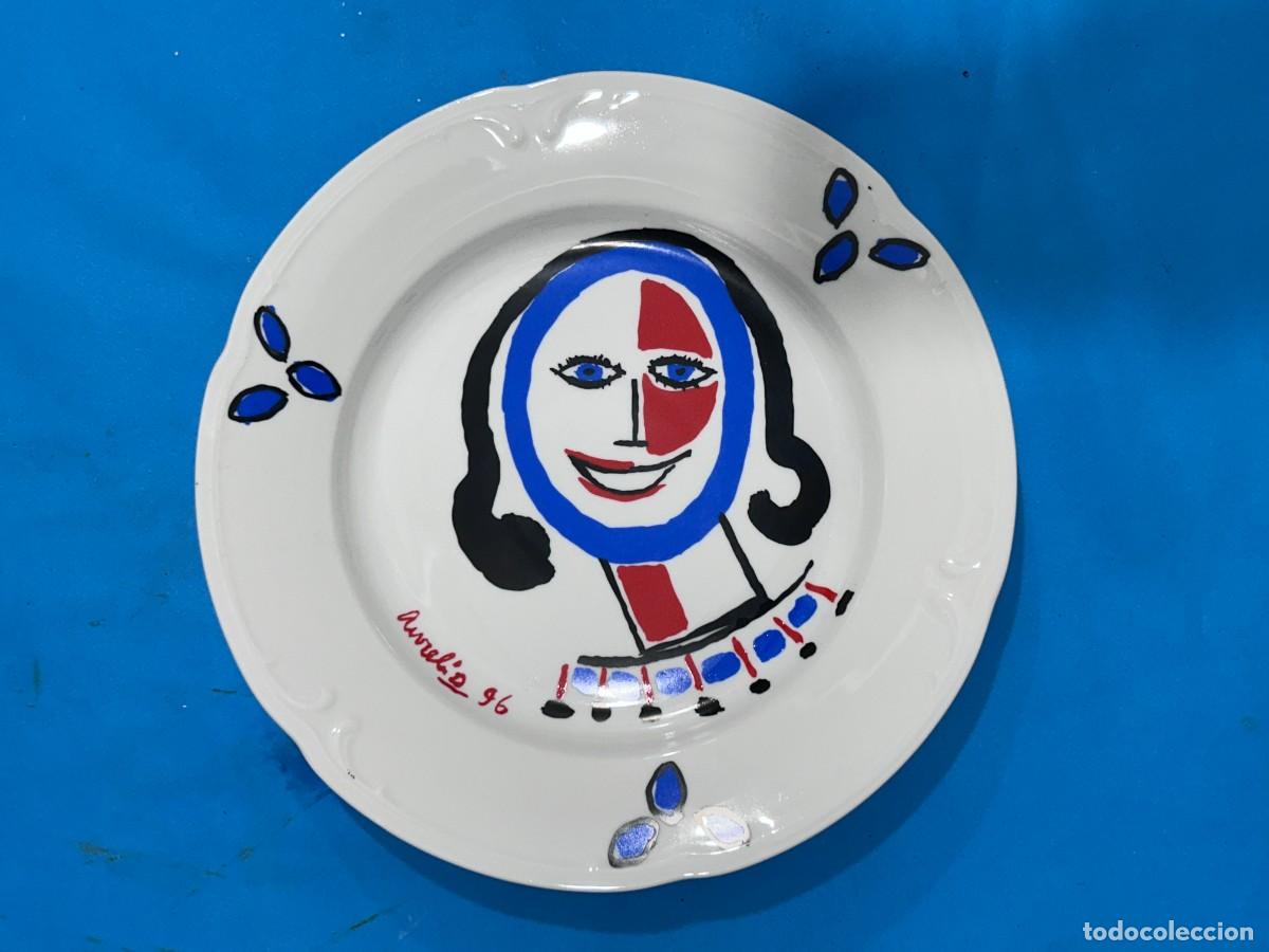 Antig&uuml;edades: PLATO DE CERAMICA AURELIO 96 FIRMADO Y SELLADO 32 CM.