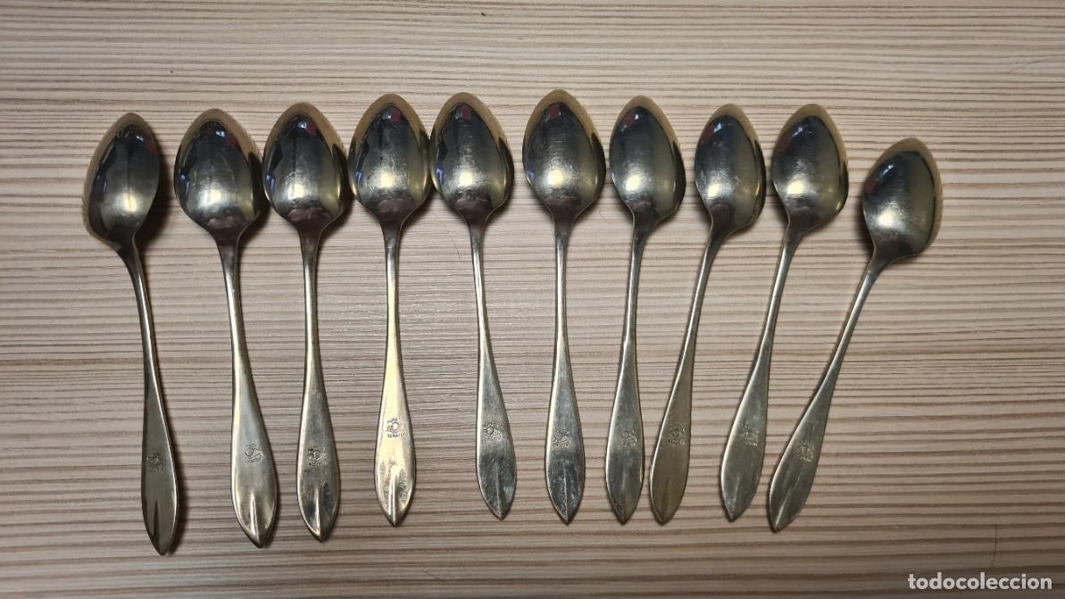 Antig&uuml;edades: Juego de 10 cucharas de postre de Alpaca Serafin - Foto 2