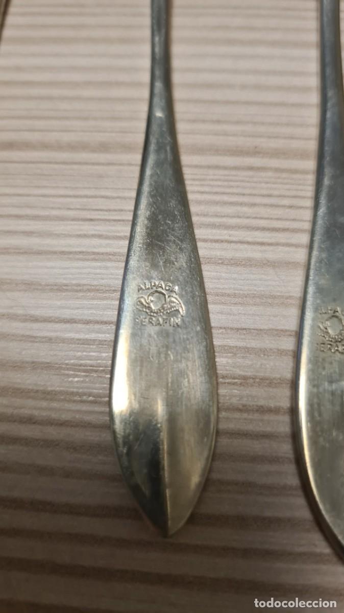 Antig&uuml;edades: Juego de 10 cucharas de postre de Alpaca Serafin - Foto 3