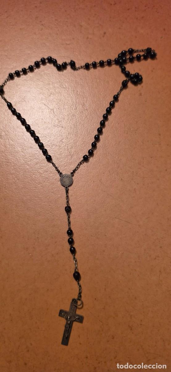 Antig&uuml;edades: Precioso rosario azabache o similar y plata muy antiguo