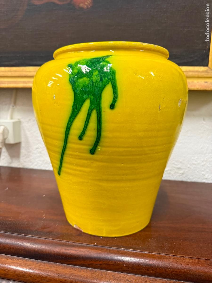 Antig&uuml;edades: ANTIGUA ORZA CERAMICA VIDRIADA - MEDIDA 28 CM