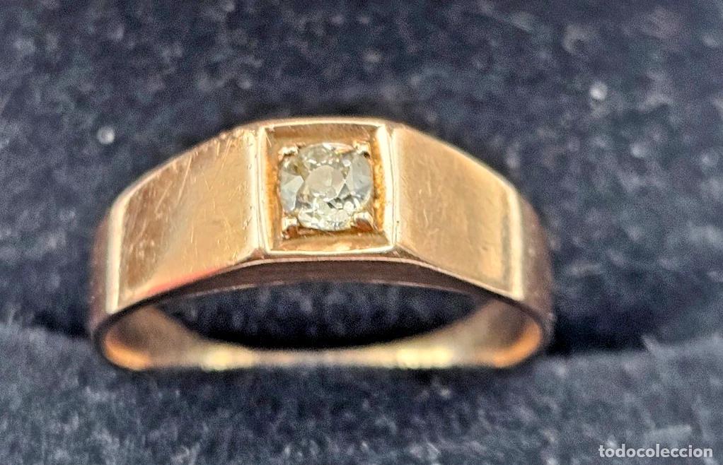 Antig&uuml;edades: 1838-1919 BAGUE EN OR 18K VERITABLE DIAMANT POINCON TETE DE CHEVAL A DROITE T8