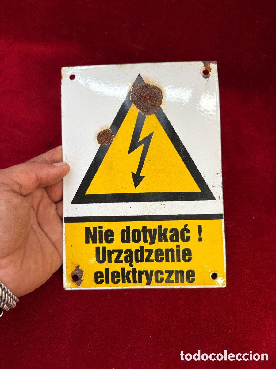 Antig&uuml;edades: Antiguo cartel-placa esmaltada,Polonia,a&ntilde;os 30-40