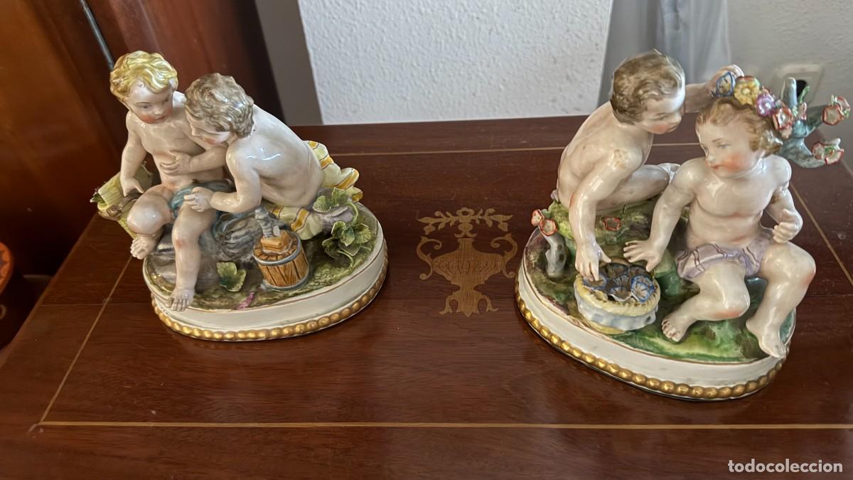 Oggetti Antichi: Conjunto figuras de porcelana Hispania Manises ni&ntilde;os con flores &ndash; vintage