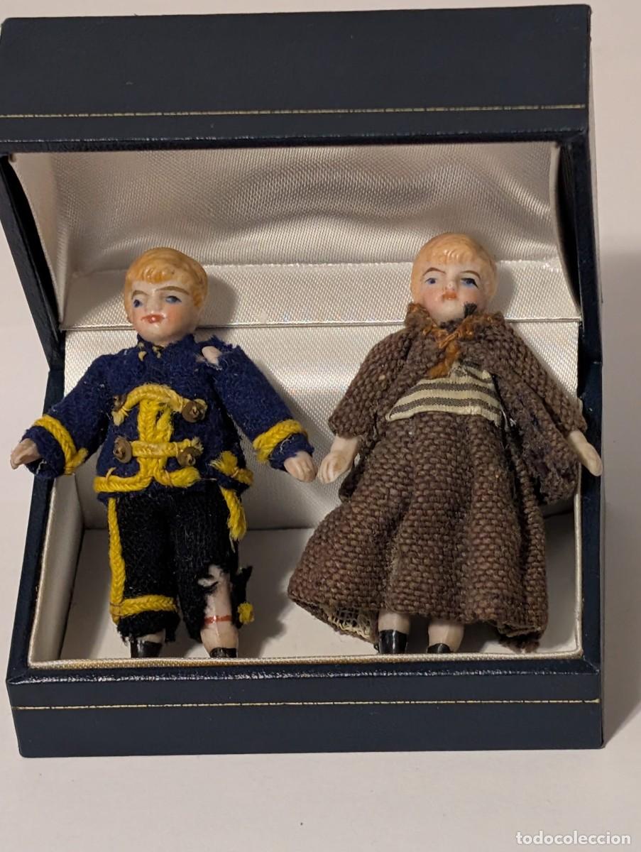 Antig&uuml;edades: Pareja Mu&ntilde;ecos Porcelana Mignonette Alemanes 1900