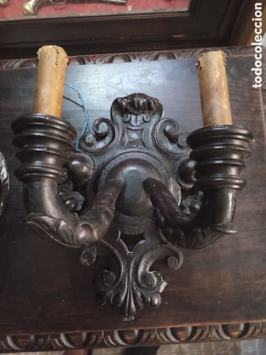 Antig&uuml;edades: Apliques antiguos de madera - Foto 2