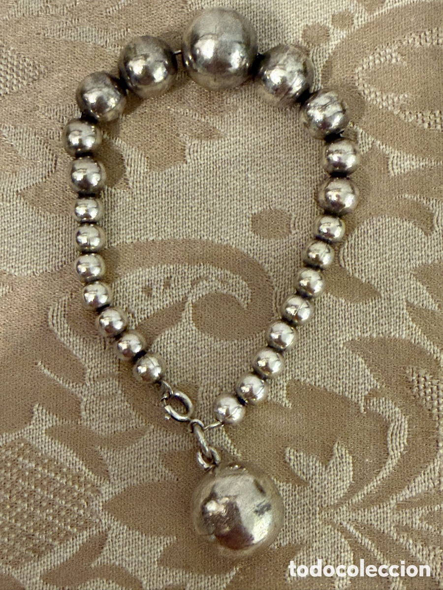 Antig&uuml;edades: Pulsera plata de ly y bolas - Foto 2