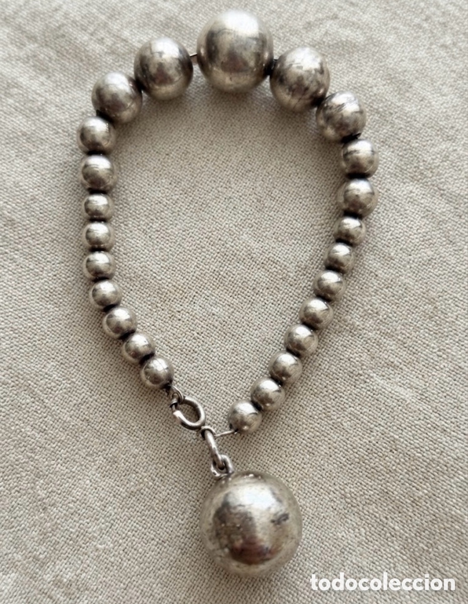 Antig&uuml;edades: Pulsera plata de ly y bolas