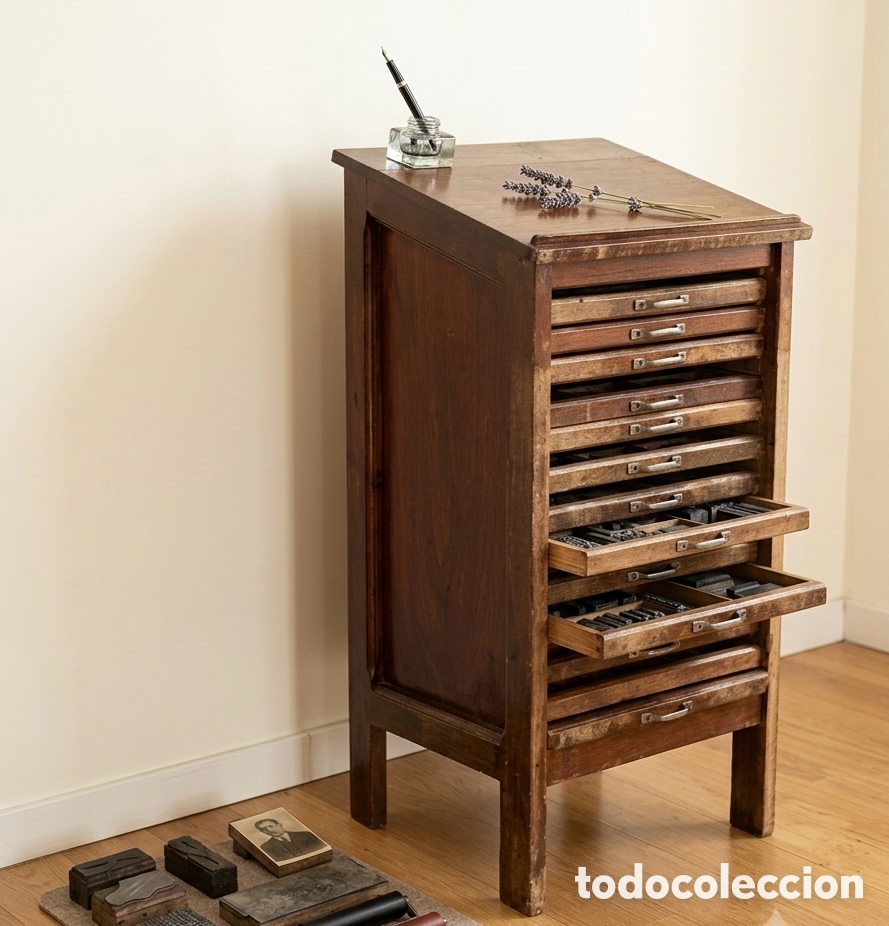 Antig&uuml;edades: Chivalete antiguo , mueble imprenta