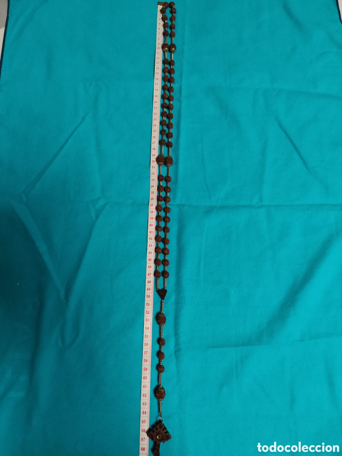 Antig&uuml;edades: Gran Rosario Stanhope de Lourdes (70 cm) - Madera Tallada con Visor &Oacute;ptico Oculto