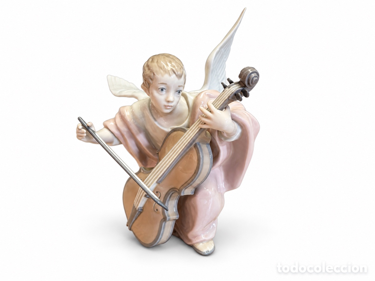 Antig&uuml;edades: Escultura de Lladr&oacute;&ldquo; Angel Ni&ntilde;o con Violonchelo&rdquo; By Fulgencio Garcia Espa&ntilde;a 1988-1993