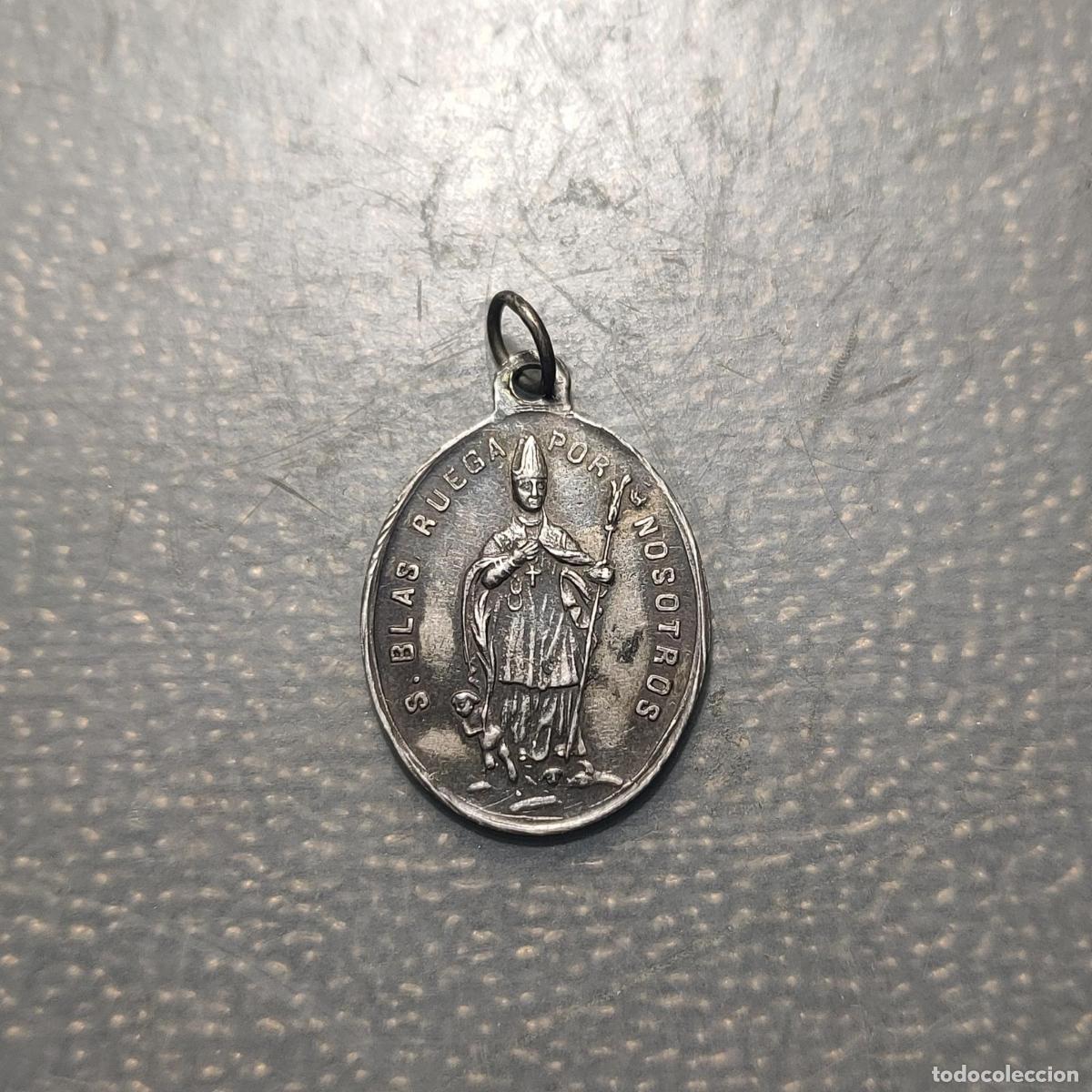 Antig&uuml;edades: MEDALLA RELIGIOSA SIGLO XIX SAN BLAS Y ANGEL DE LA GUARDA PLATA