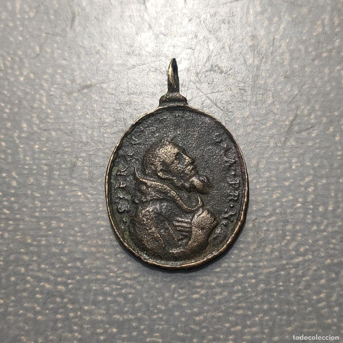 Antig&uuml;edades: MEDALLA RELIGIOSA SIGLO XVIII SAN FRANCISCO DE ASIS SAN ANTONIO DE PADUA LATON
