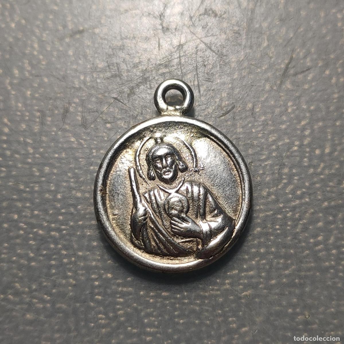Antig&uuml;edades: MEDALLA RELIGIOSA SAN JUDAS TADEO BRONCE PLATEADO