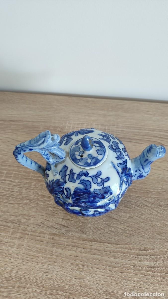 Antig&uuml;edades: Tetera china drag&oacute;n sello con doble c&iacute;rculo azul - Foto 8