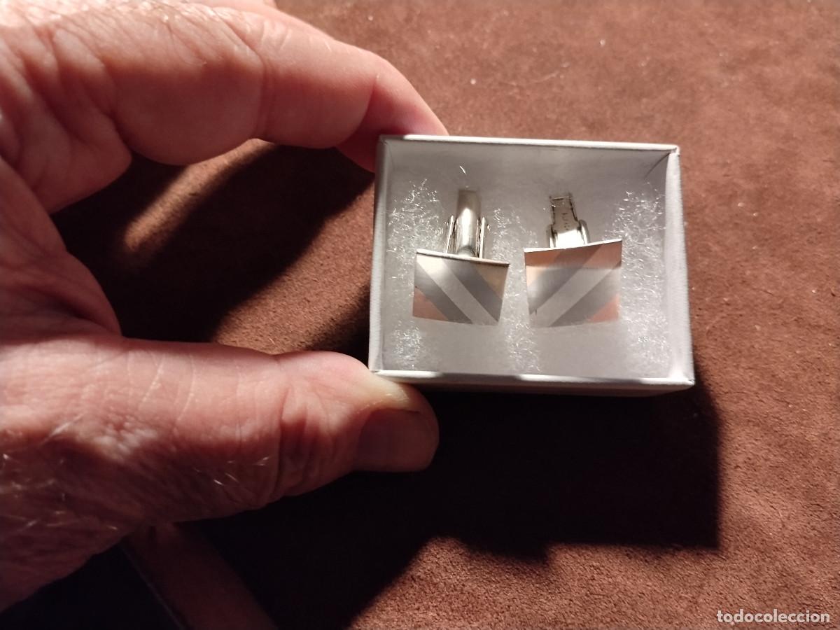 Antig&uuml;edades: Gemelos vintage M&eacute;xico Sterling Silver y cierre de alpaca | Dise&ntilde;o geom&eacute;trico
