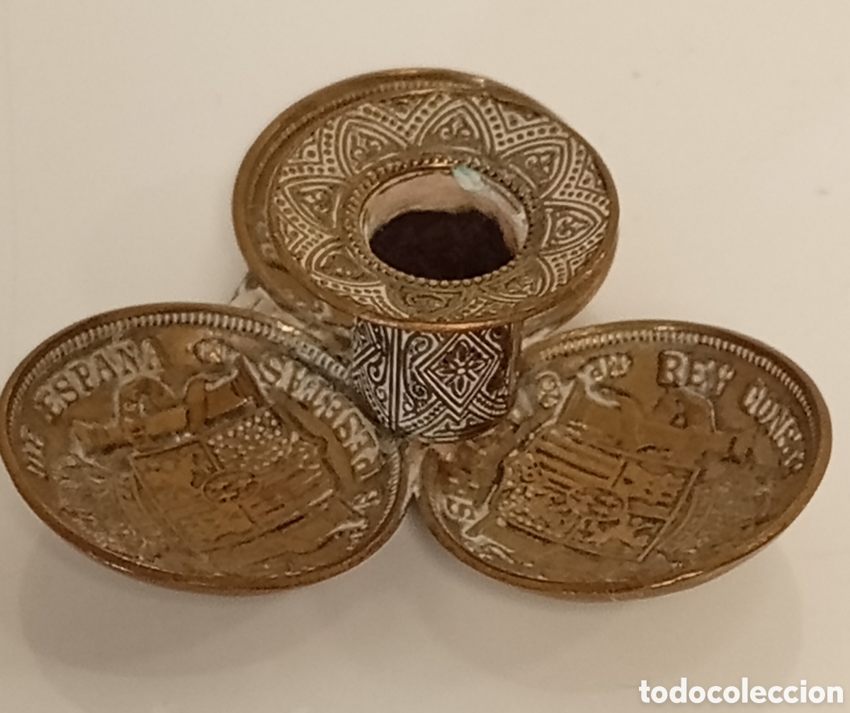 Antig&uuml;edades: .PALMATORIA DE BRONCE DE MONEDAS DE 5 PESETAS - Foto 2