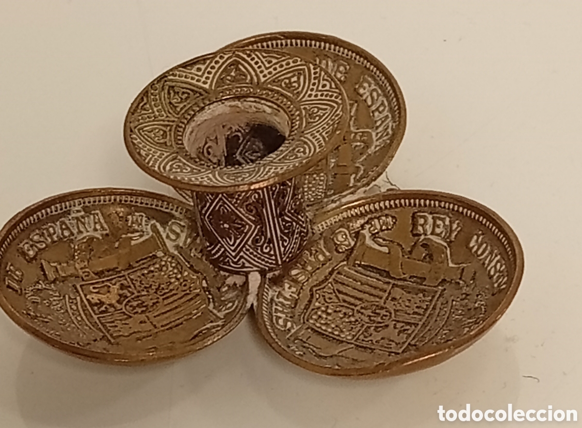 Antig&uuml;edades: .PALMATORIA DE BRONCE DE MONEDAS DE 5 PESETAS - Foto 4