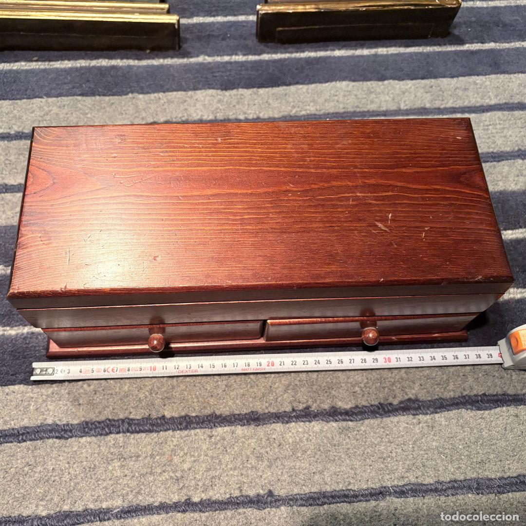 Antig&uuml;edades: Organizador de madera vintage con cajones 37 cm