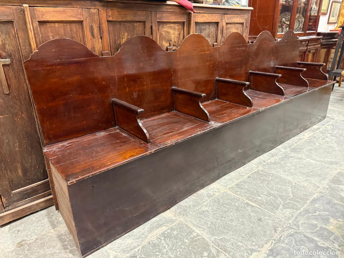 Antig&uuml;edades: ANTIGUO BANCO DE IGLESIA CON DOS ASIENTOS Y ALMACENAJE EN SU INTERIOR - RELIGIOSO