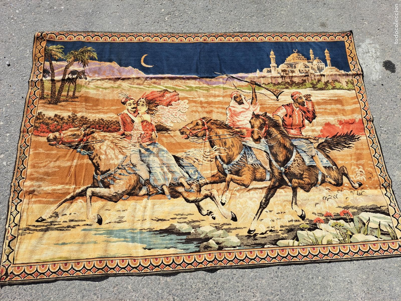 Antig&uuml;edades: Antiguo tapiz de mural motivos &aacute;rabes de finales del siglo XIX