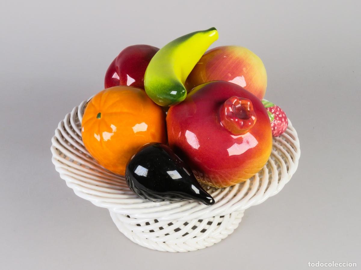 Antig&uuml;edades: Centro frutas ceramica esmaltada levante siglo XX