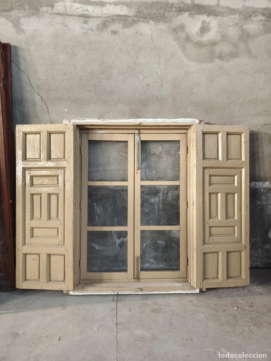 Antig&uuml;edades: VENTANA ANTIGUA MADERA CON CRISTALES Y CONTRAVENTANA CASTELLANA