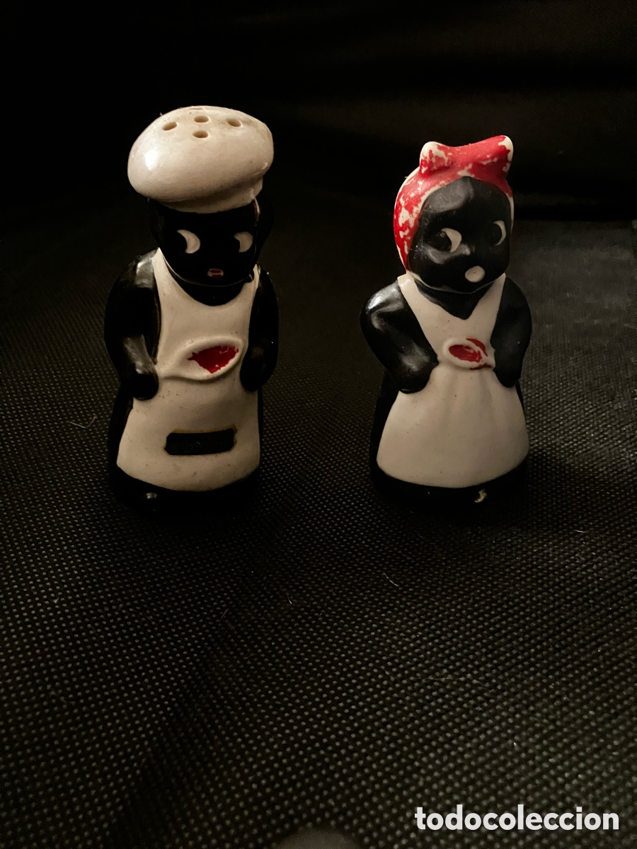 Antig&uuml;edades: Pareja figuritas a&ntilde;os 40 sal y pimienta