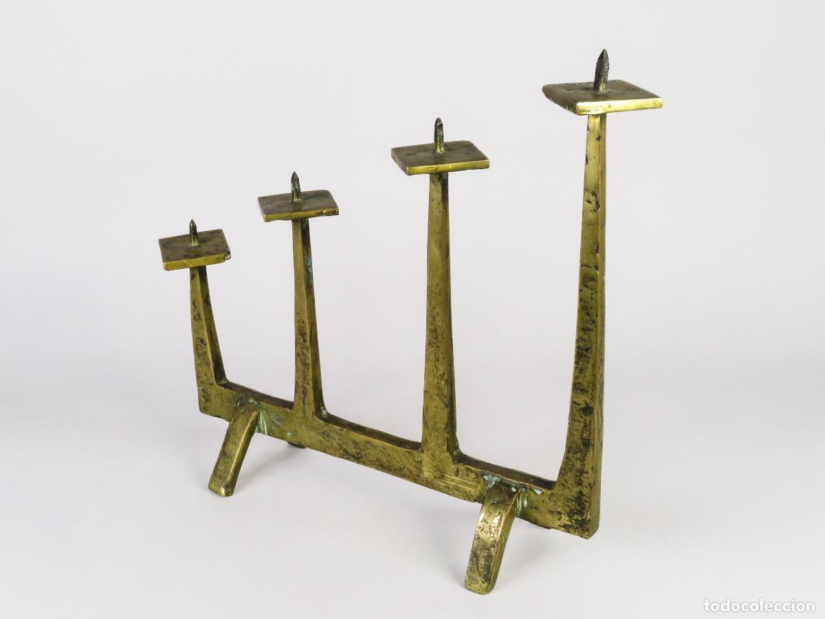 Antig&uuml;edades: Candelabro en bronce cuatro luces Atr. F&eacute;lix Agostini Par&iacute;s 1960