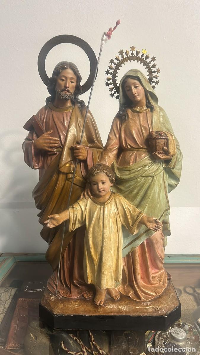 Antig&uuml;edades: FIGURA SAGRADA FAMILIA DE OLOT POLICROMADA DE 40 CMS. DE ALTURA