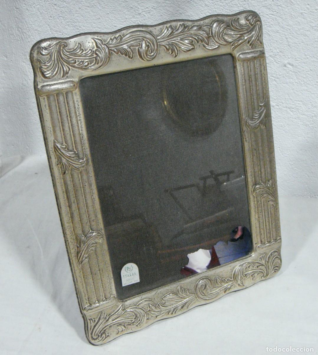 Antig&uuml;edades: Marco portafotos de plata 925 &middot; Decoraci&oacute;n vegetal en relieve &middot; ca. 1960&ndash;1980