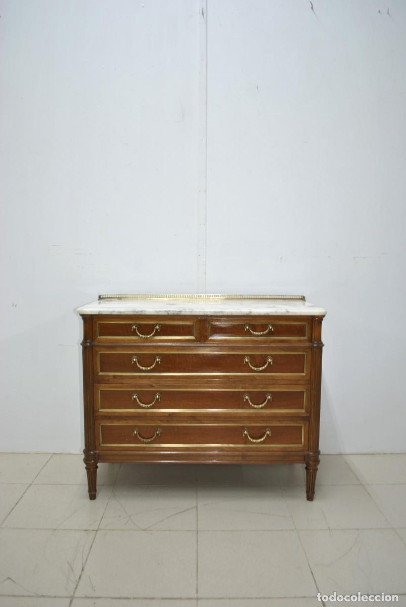 Antig&uuml;edades: C&Oacute;MODA ANTIGUA DE MADERA ESTILO LUIS XVI TAPA M&Aacute;RMOL