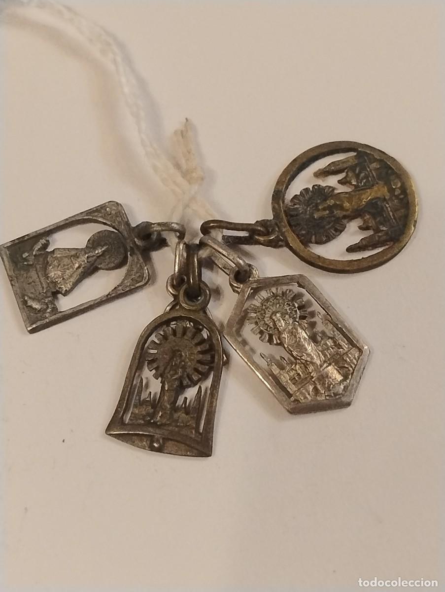 Antig&uuml;edades: Lote de 5 medallas antiguas de la Virgen del Pilar. La mas grande mide unos 2 x 1,50 cm