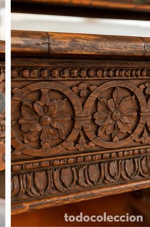 Antig&uuml;edades: Mesa de comedor tallada + 8 sillas | Pieza singular - Foto 4