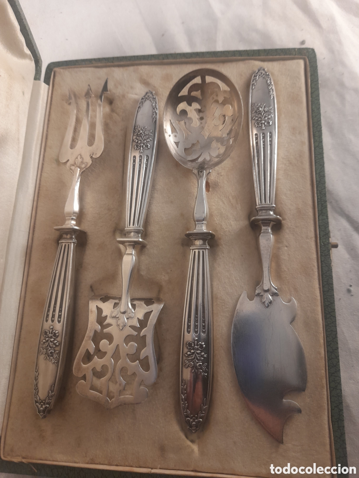 Antig&uuml;edades: Juego de servir antiguo de plata - Foto 4