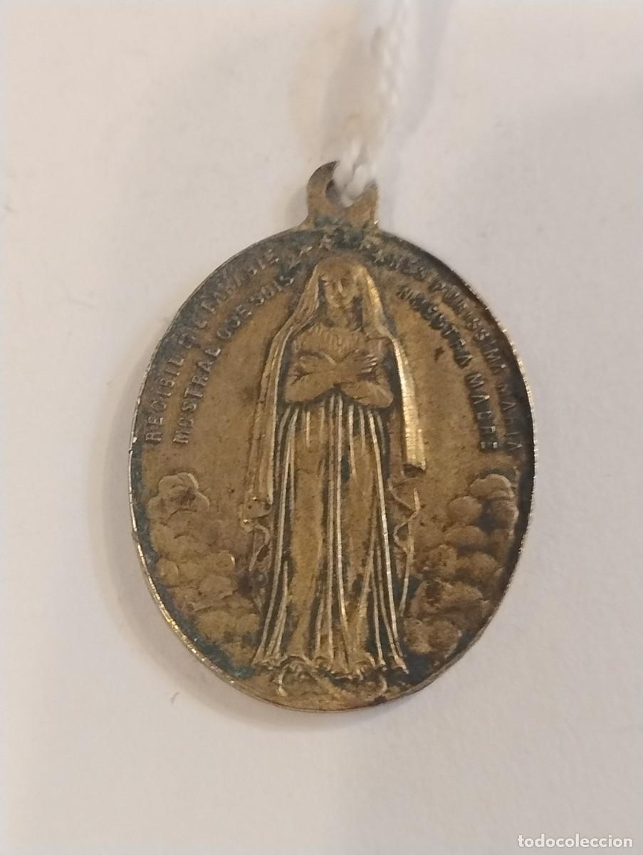 Antig&uuml;edades: Preciosa medalla antigua Virgen Mar&iacute;a y San Francisco 3 x 2,50 cm