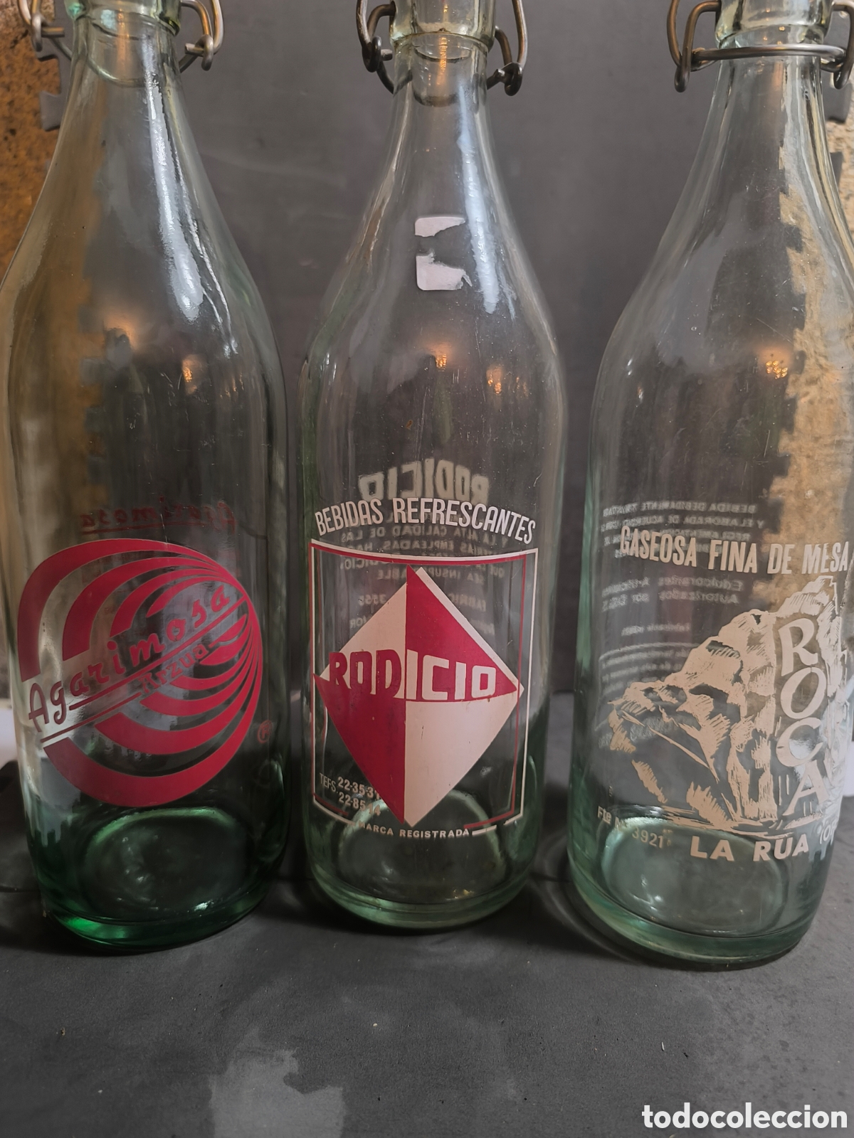 Antig&uuml;edades: Lote botellas antiguas de gaseosa