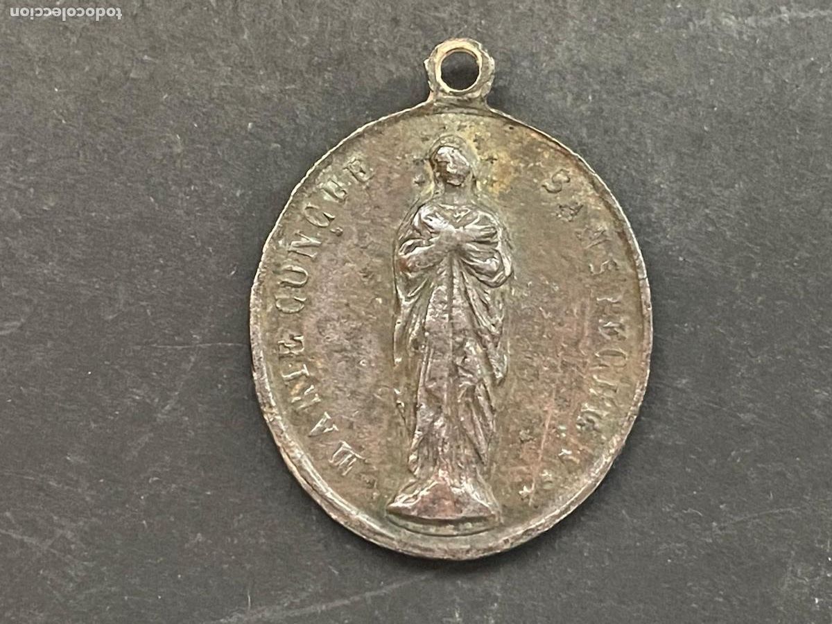 Antig&uuml;edades: ANTIGUA MEDALLA DEVOCIONAL DE BRONCE - Foto 2