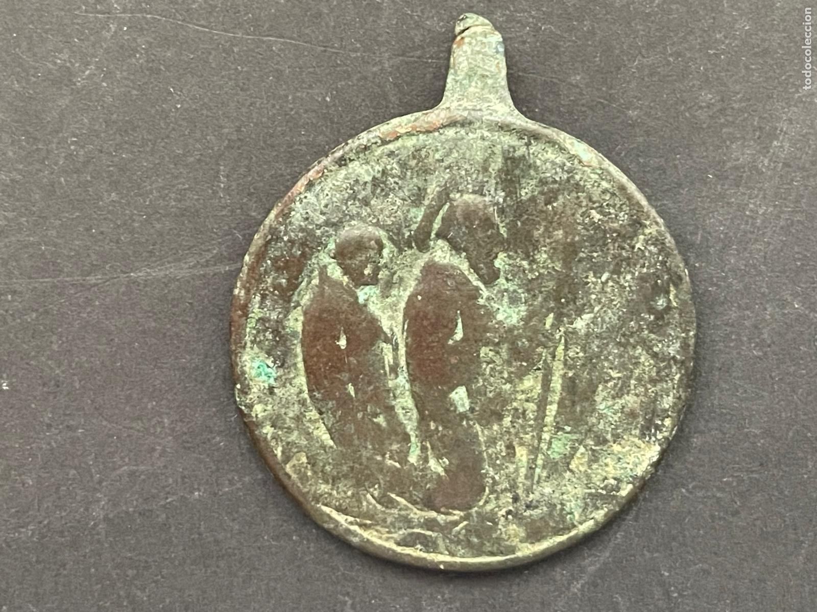 Antiquit&eacute;s: ANTIGUA MEDALLA DEVOCIONAL DE BRONCE - PARECE DATAR DE LOS SIGLOS XVII O XVIII