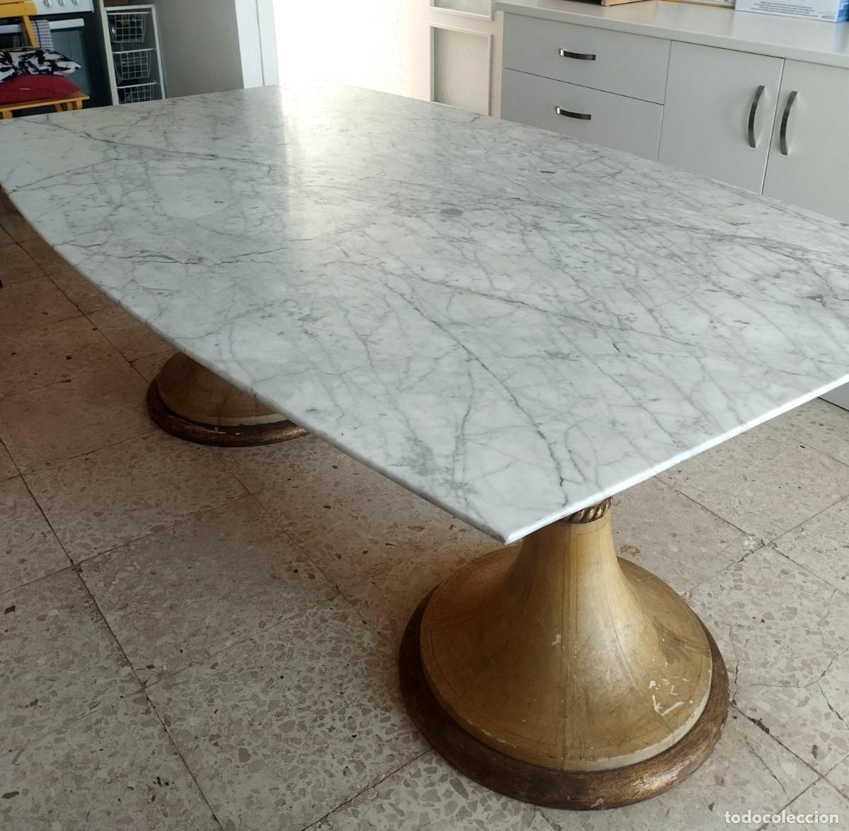 Antig&uuml;edades: ESPECTACULAR COMEDOR ANTIGUO: MESA M&Aacute;RMOL DE CARRARA y 8 SILLAS ISABELINAS