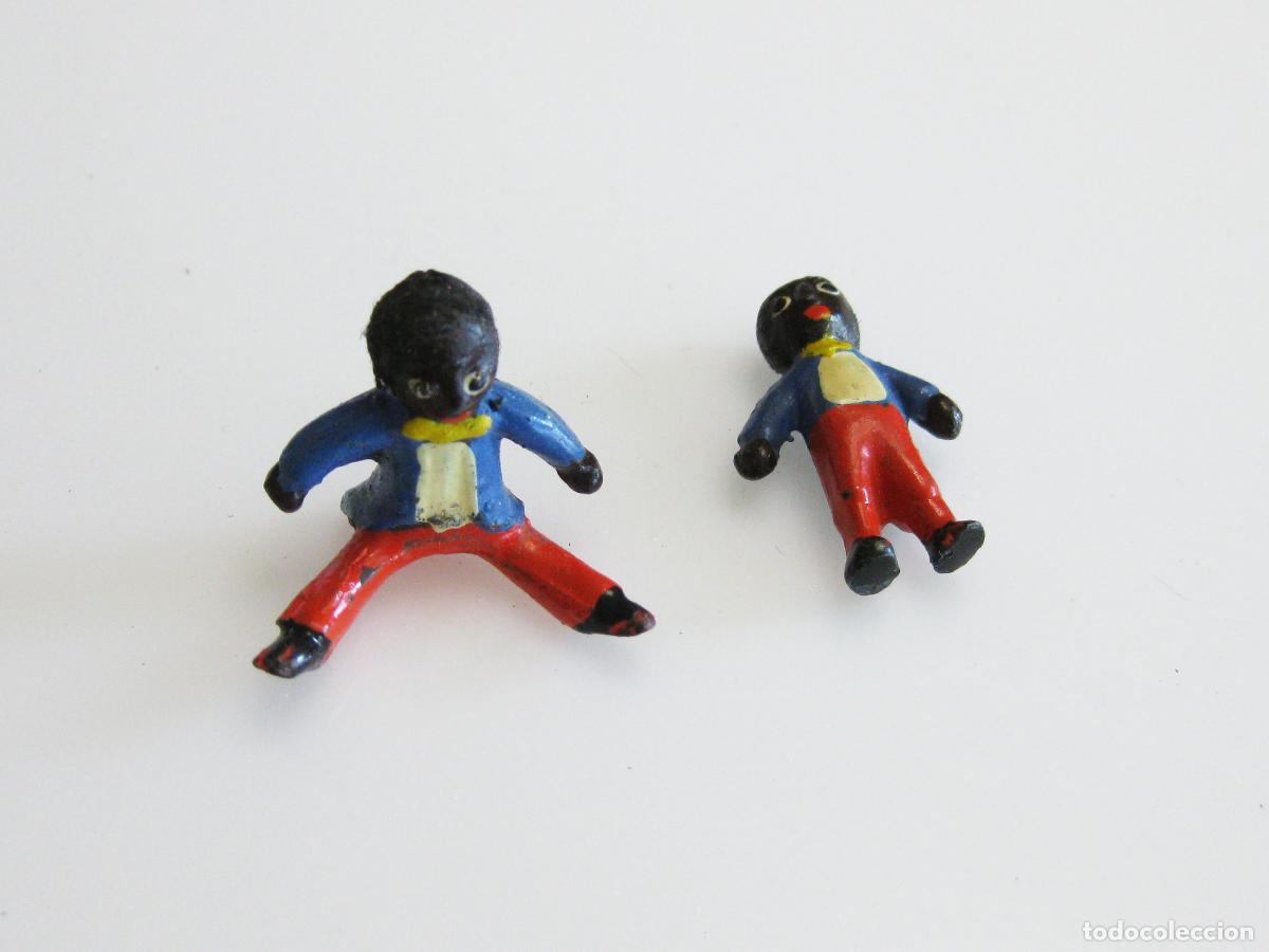 Antig&uuml;edades: PAREJA DE FIGURAS DE PLOMO EN MINIATURA DE DOS NI&Ntilde;OS NEGROS