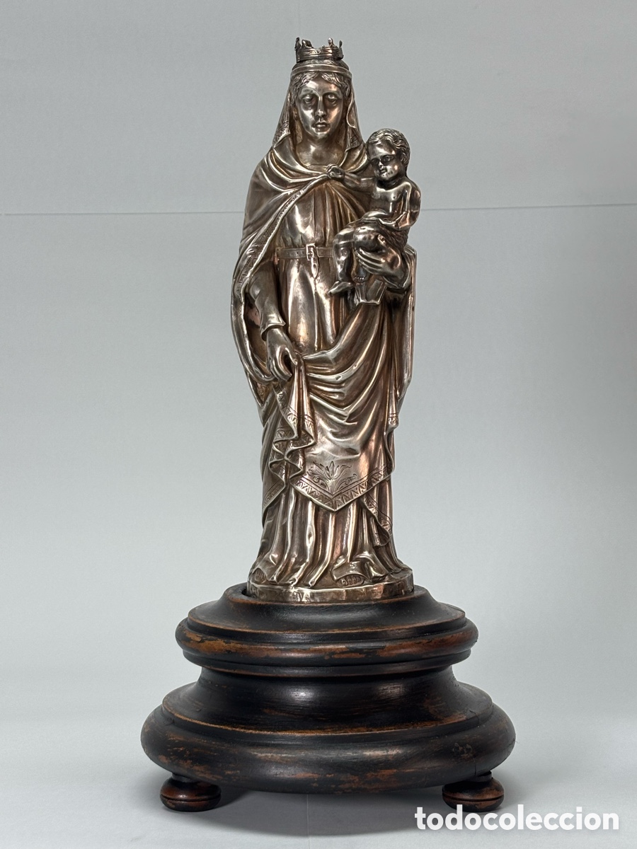 Antig&uuml;edades: Virgen del Pilar en plata firmada A. Aladr&eacute;n &ndash; Zaragoza &ndash; Antigua &ndash; Orfebrer&iacute;a